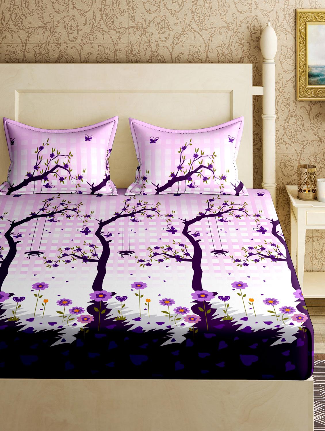 cotton double bedsheet with 2 pillow covers - 17200834 - Zoom Image - 2