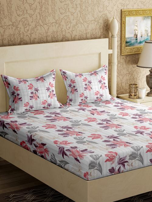 cotton double bedsheet with 2 pillow covers - 17200835 - Standard Image - 1