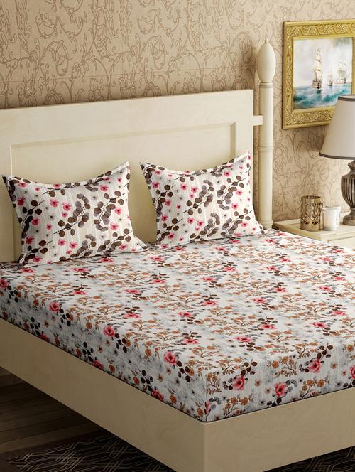 cotton double bedsheet with 2 pillow covers - 17200838 - Standard Image - 1
