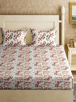 cotton double bedsheet with 2 pillow covers - 17200838 - Standard Image - 2