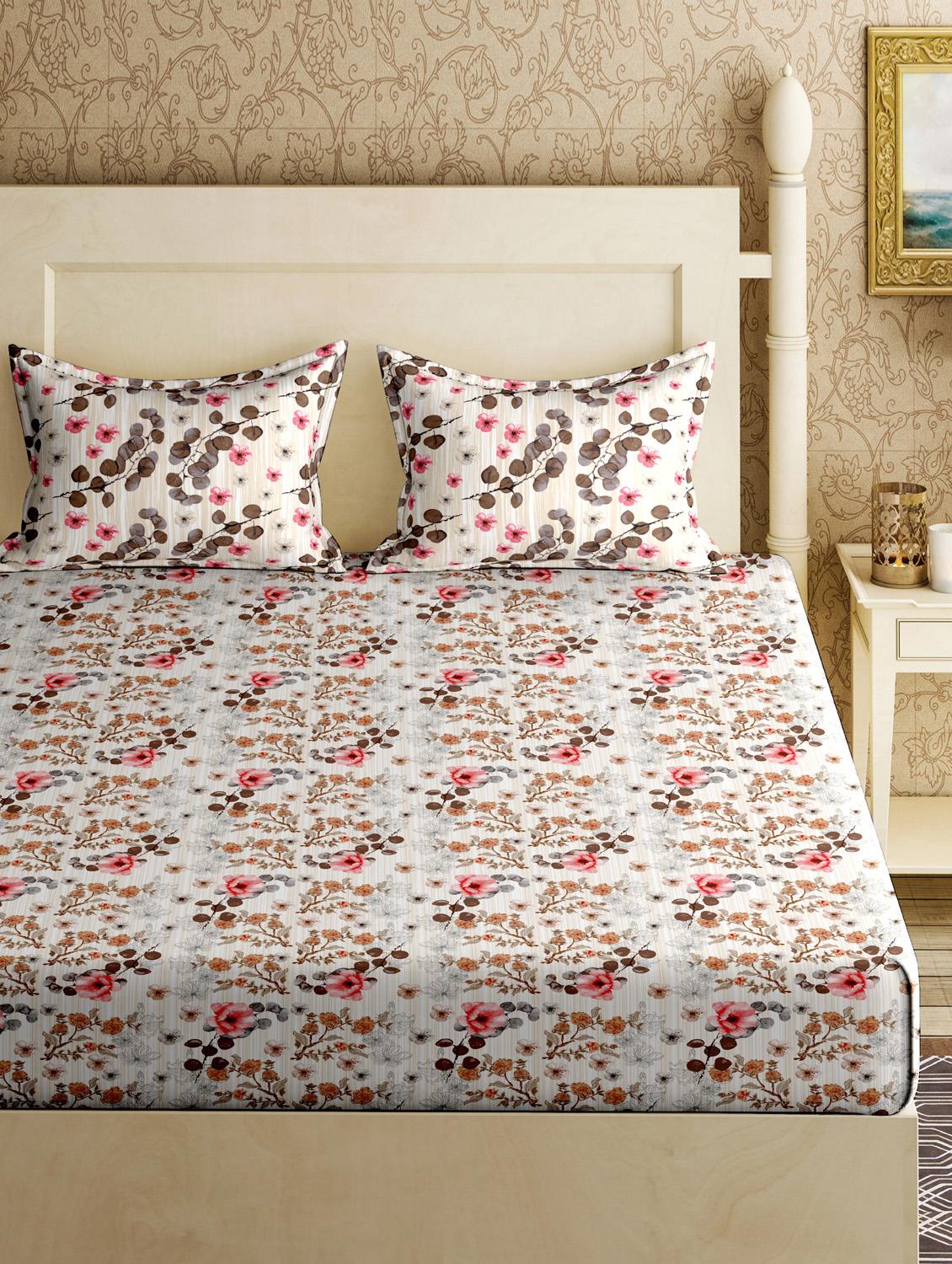 cotton double bedsheet with 2 pillow covers - 17200838 - Zoom Image - 2