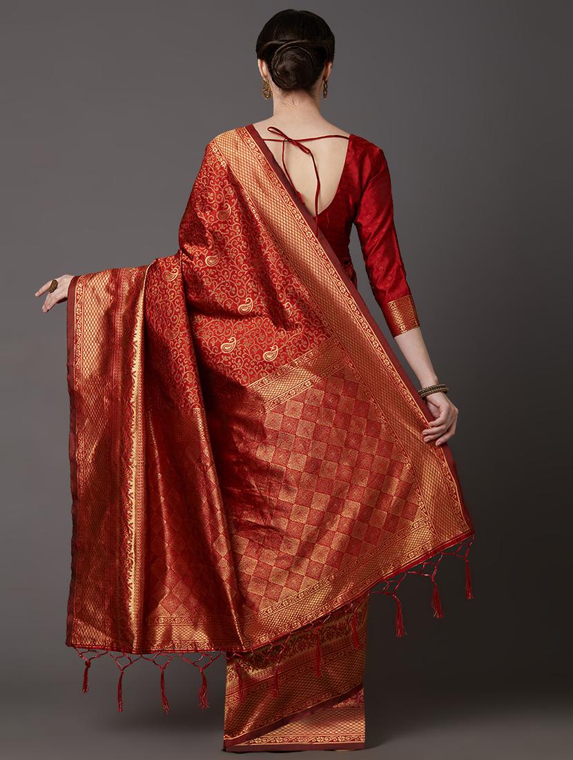 floral banarasi saree with blouse - 17200946 - Zoom Image - 2