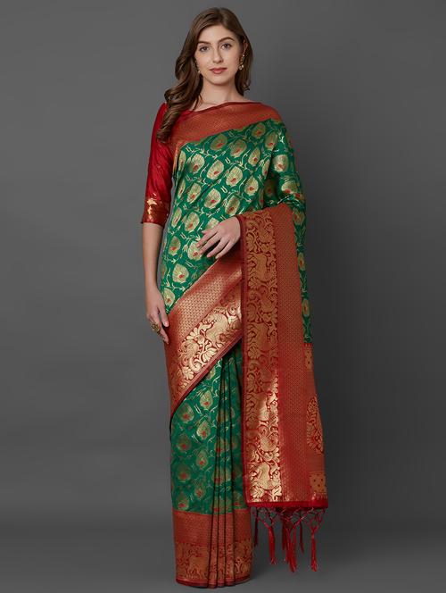 self design banarasi saree with blouse - 17200952 - Standard Image - 1