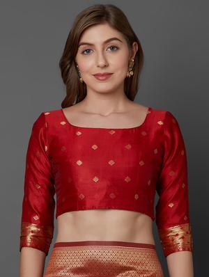 self design banarasi saree with blouse - 17200952 - Standard Image - 3