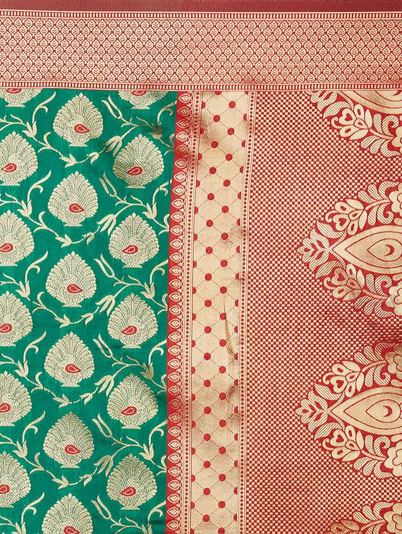 self design banarasi saree with blouse - 17200952 - Zoom Image - 4