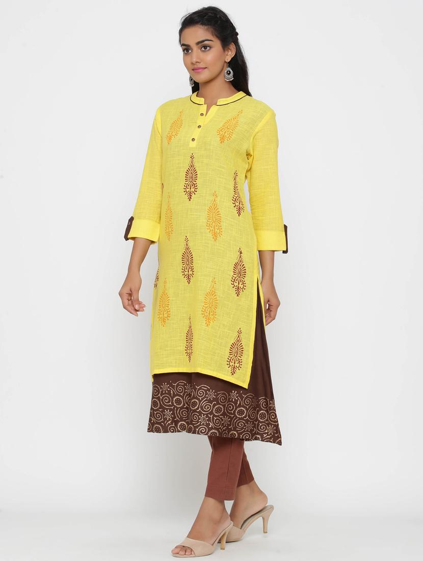 block print layered kurta - 17201146 - Zoom Image - 2