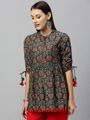 mandarin neck peplum top - 17201308 - Standard Image - 2