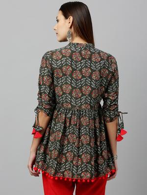 mandarin neck peplum top - 17201308 - Standard Image - 3