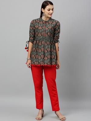 mandarin neck peplum top - 17201308 - Standard Image - 4