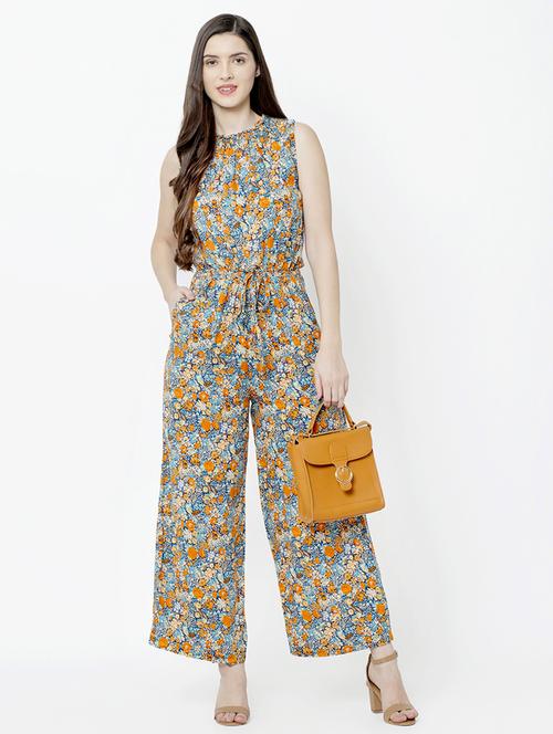 tie front floral jumpsuit - 17201330 - Standard Image - 1