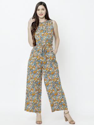 tie front floral jumpsuit - 17201330 - Standard Image - 2