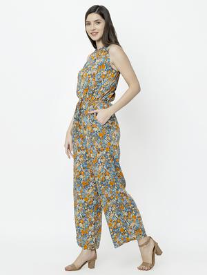 tie front floral jumpsuit - 17201330 - Standard Image - 3