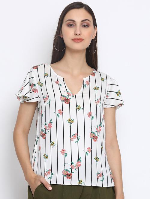 notch neck floral top - 17201355 - Very Small Image - 1