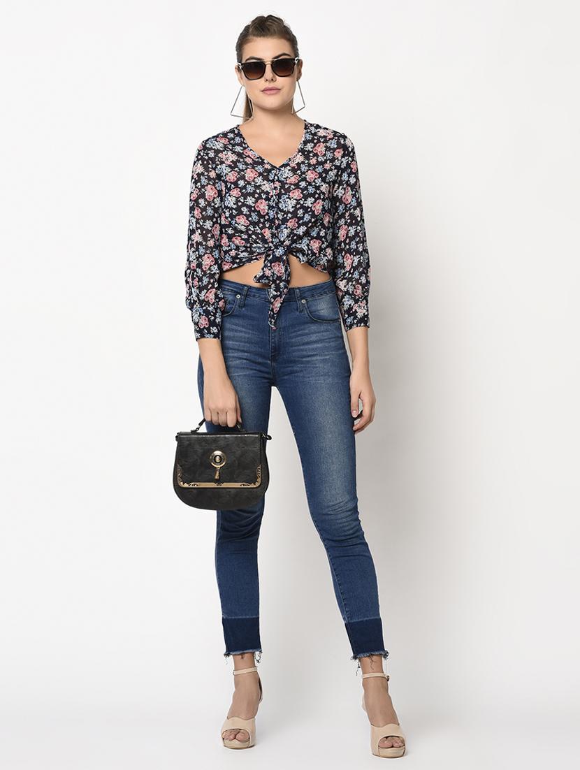 tie front floral top - 17201393 - Zoom Image - 4