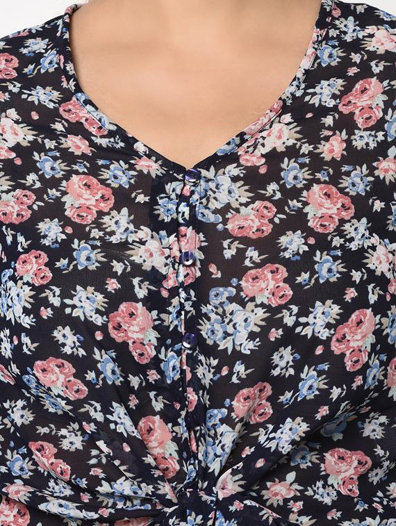 tie front floral top - 17201393 - Zoom Image - 5