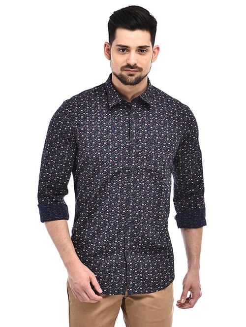 navy blue printed casual shirt - 17201482 - Very Small Image - 1