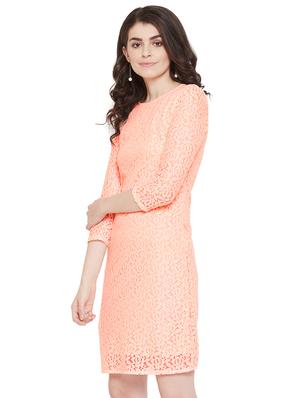 peach net aline dress - 17202014 - Standard Image - 2