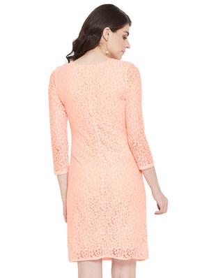 peach net aline dress - 17202014 - Standard Image - 3