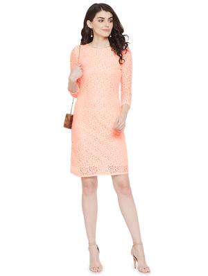 peach net aline dress - 17202014 - Standard Image - 4