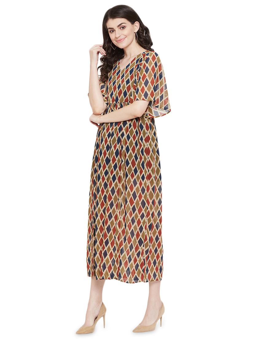 multi colored georgette aline dress - 17202015 - Zoom Image - 2