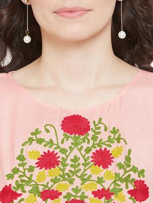 round neck embroidered a-line tunic - 17202019 - Standard Image - 5
