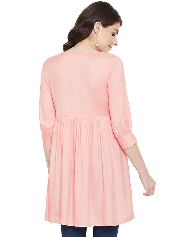 round neck embroidered a-line tunic - 17202019 - Zoom Image - 3