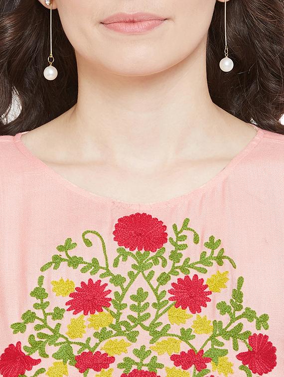 round neck embroidered a-line tunic - 17202019 - Zoom Image - 5