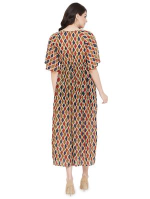 v neck geometric print dress - 17202024 - Standard Image - 3