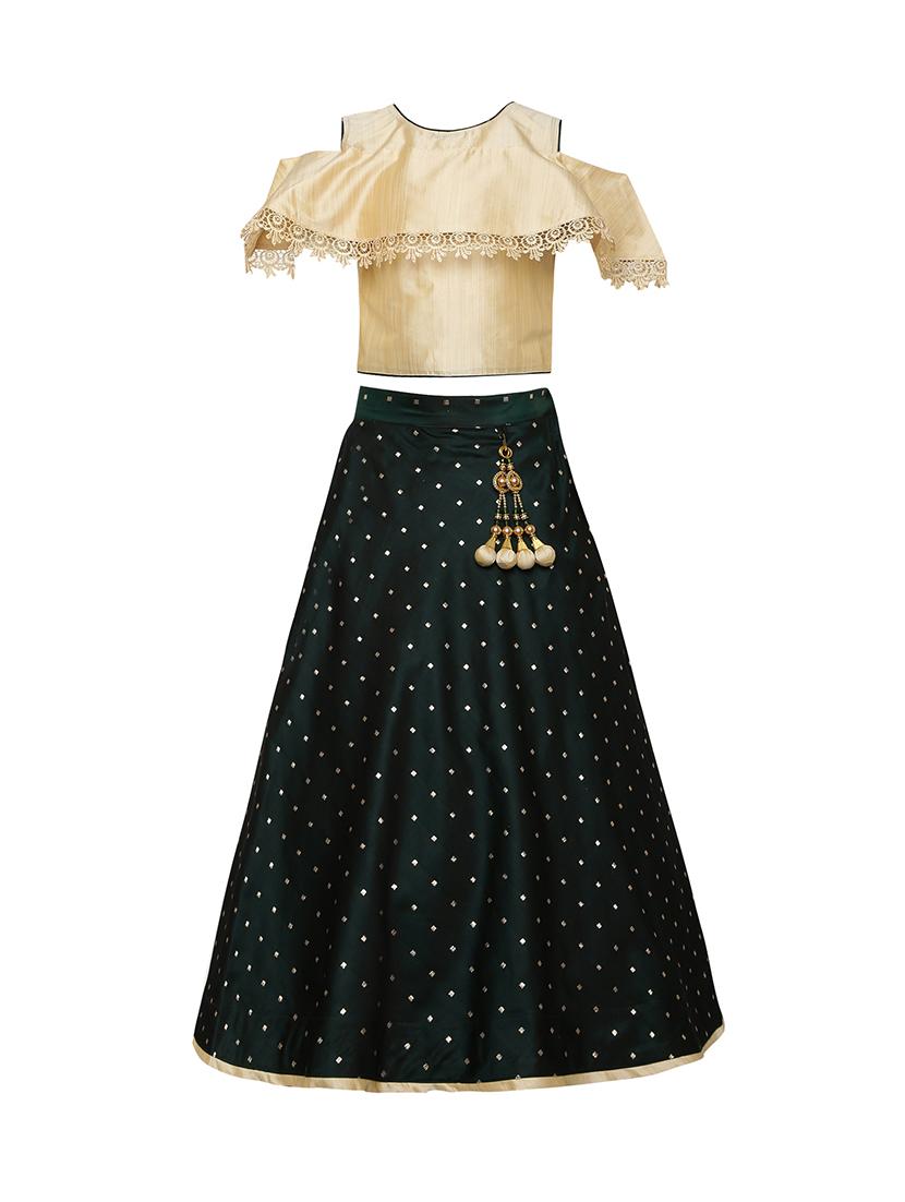 green silk blend lehnga choli - 17202126 - Zoom Image - 2