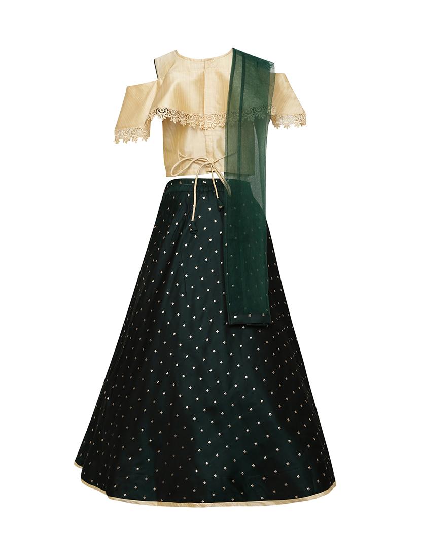 green silk blend lehnga choli - 17202126 - Zoom Image - 3