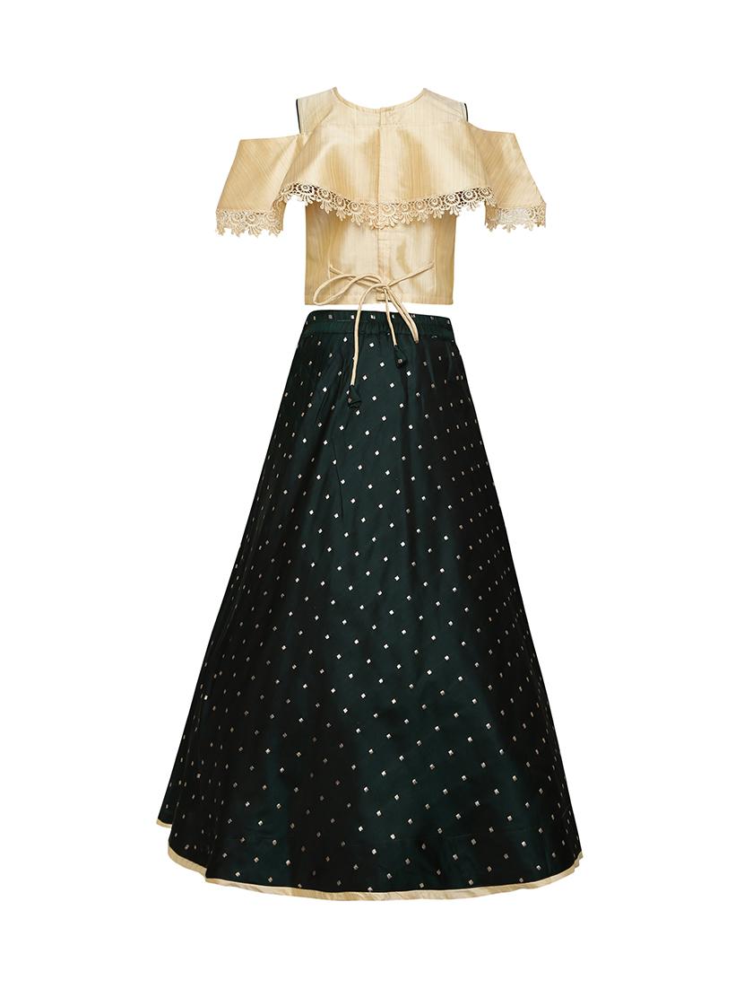 green silk blend lehnga choli - 17202126 - Zoom Image - 4