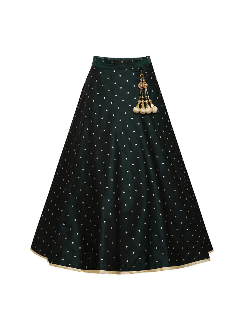 green silk blend lehnga choli - 17202126 - Zoom Image - 5
