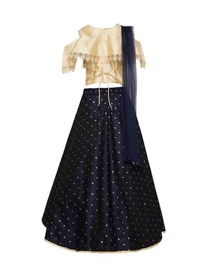 navy blue silk blend lehnga choli - 17202128 - Standard Image - 4