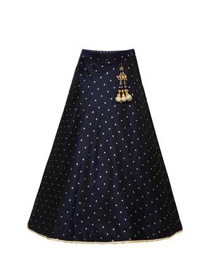 navy blue silk blend lehnga choli - 17202128 - Standard Image - 5