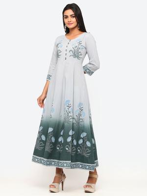 block print anarkali ethnic dress - 17202436 - Standard Image - 2