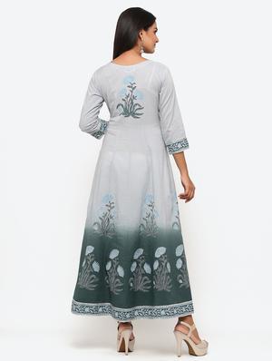 block print anarkali ethnic dress - 17202436 - Standard Image - 3
