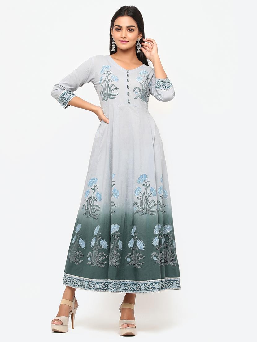 block print anarkali ethnic dress - 17202436 - Zoom Image - 1
