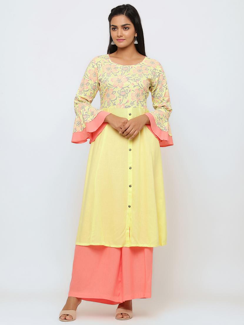 floral print kurta palazzo set - 17202468 - Zoom Image - 1