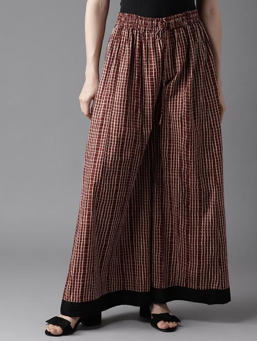 checkered flared palazzo - 17202601 - Very Small Image - 1