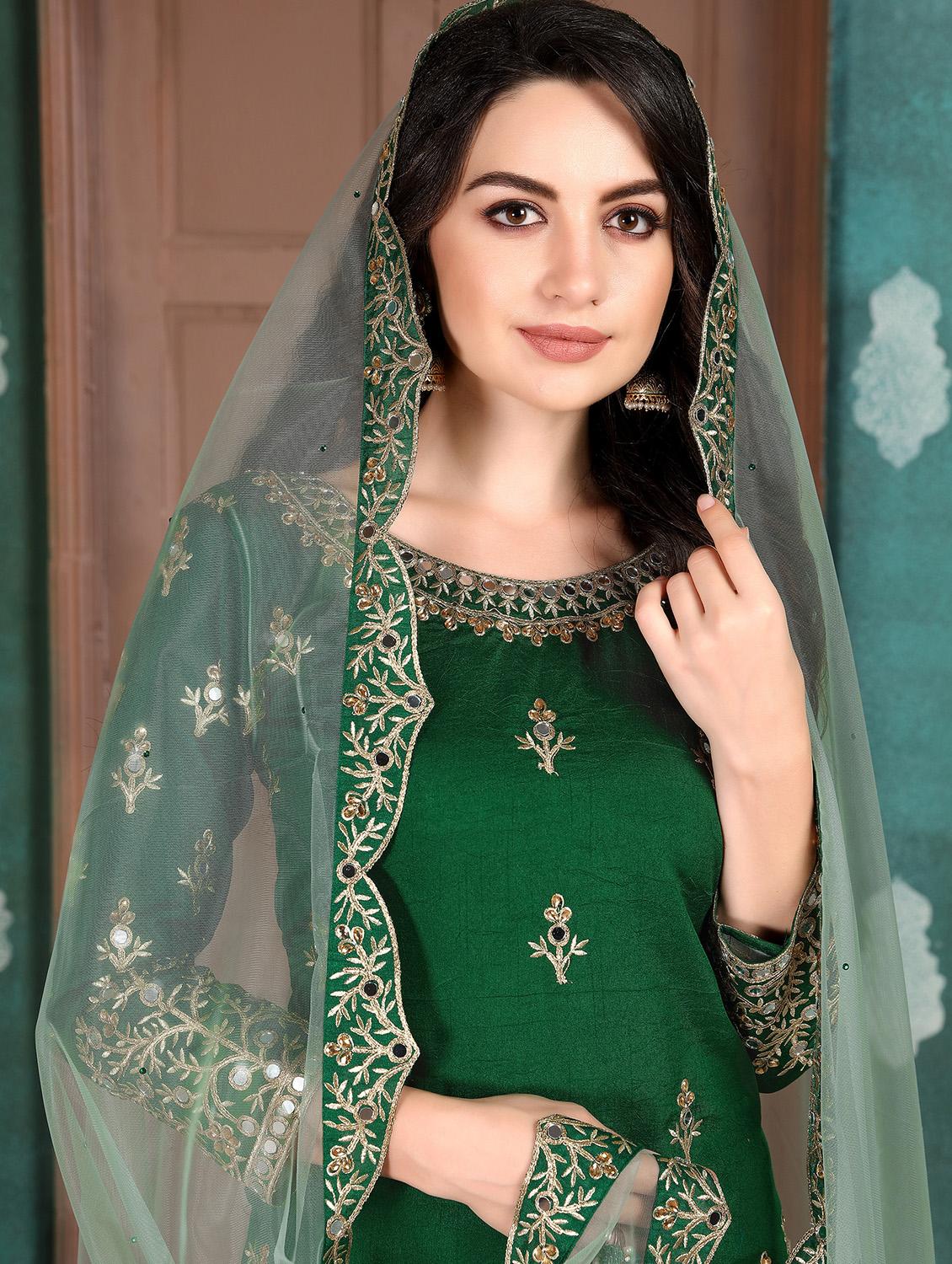 embroidered semi-stitched suit - 17202656 - Zoom Image - 2