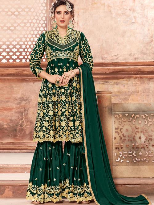 embroidered semi-stitched suit - 17202668 - Standard Image - 1