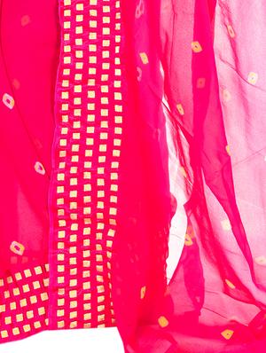 bandhani printed saree with blouse - 17202774 - Standard Image - 2