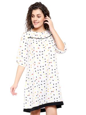 cream poly crepe aline dress - 17202804 - Standard Image - 3