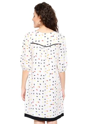 cream poly crepe aline dress - 17202804 - Standard Image - 4