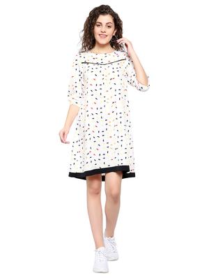 cream poly crepe aline dress - 17202804 - Standard Image - 5