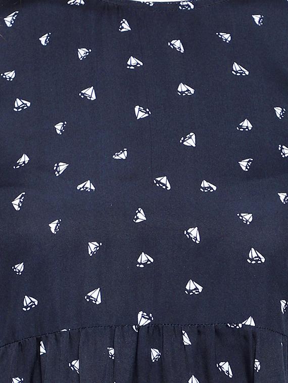 navy blue poly crepe aline dress - 17202806 - Zoom Image - 6