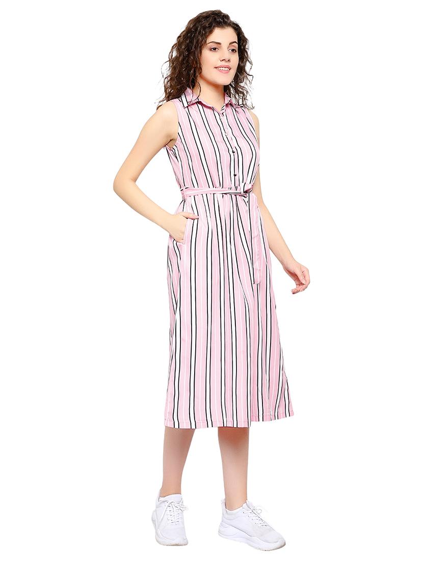 pink poly crepe aline dress - 17202807 - Zoom Image - 3