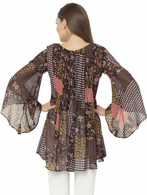 brown poly georgette regular top - 17203165 - Standard Image - 3
