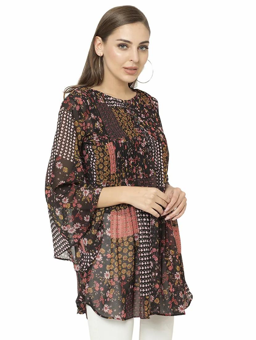 brown poly georgette regular top - 17203165 - Zoom Image - 2