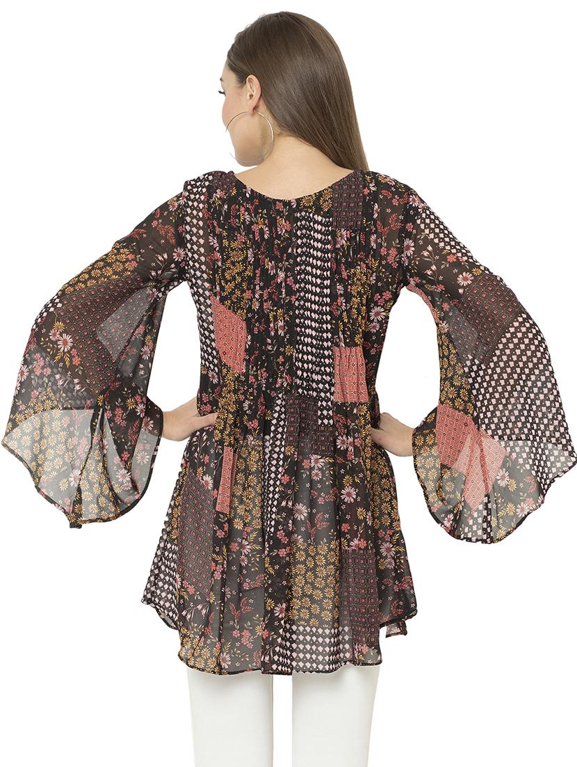 brown poly georgette regular top - 17203165 - Zoom Image - 3